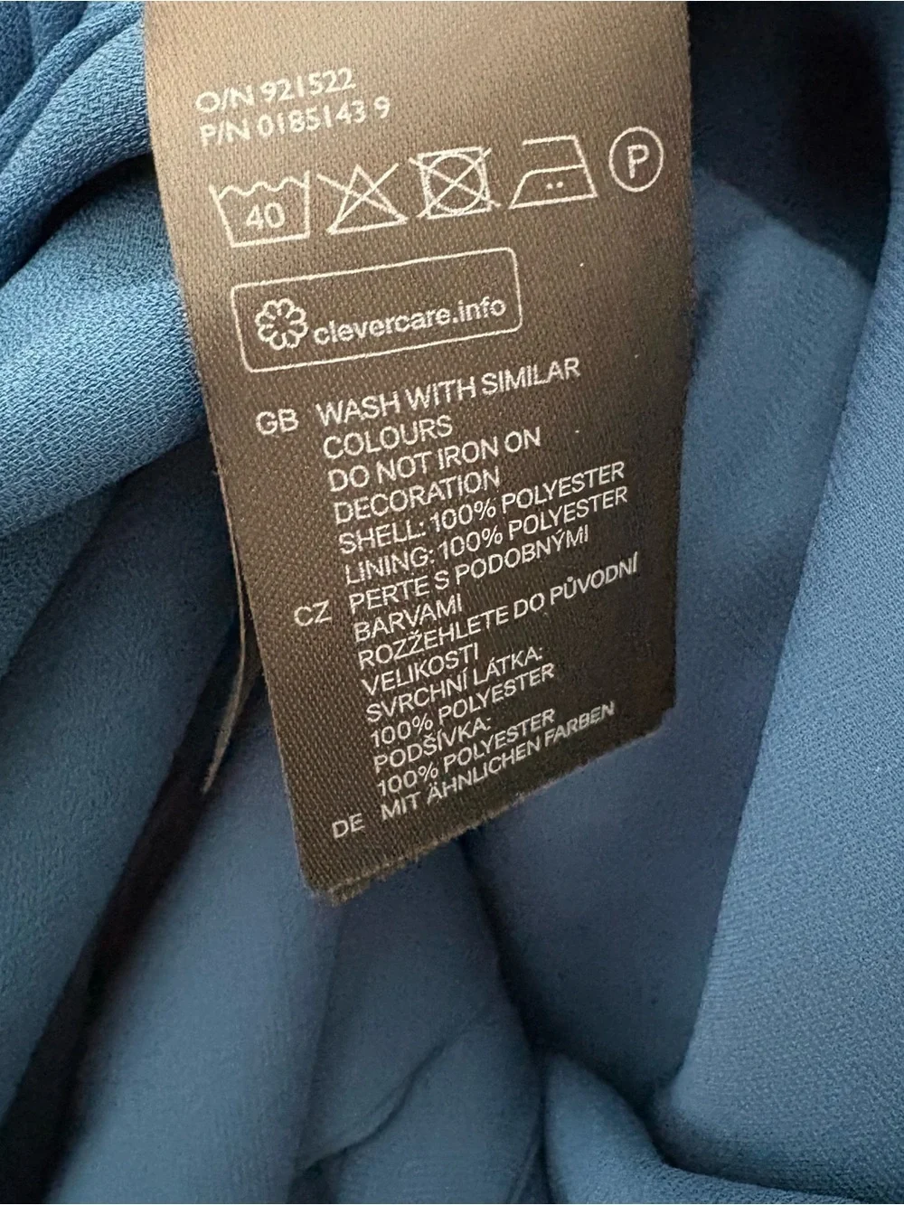 H&M Teal/Blue Dress, Self-Tie Waist, Beaded Neckline/Cuffs, Size 4 - Picture 7 of 8